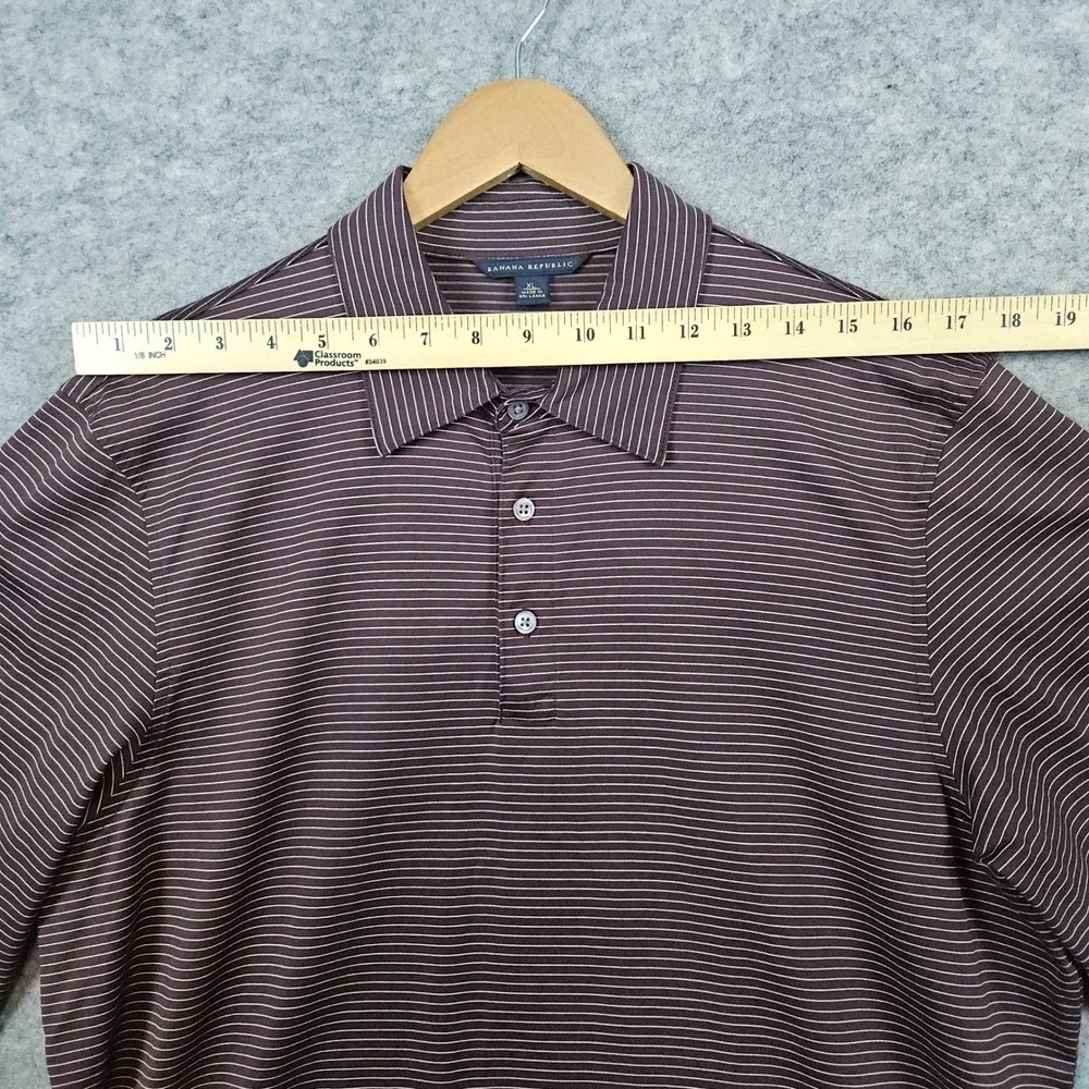 Banana‎ Republic Men's Brown Striped Polo Shirt Size XL 100% Cotton PINHOLE